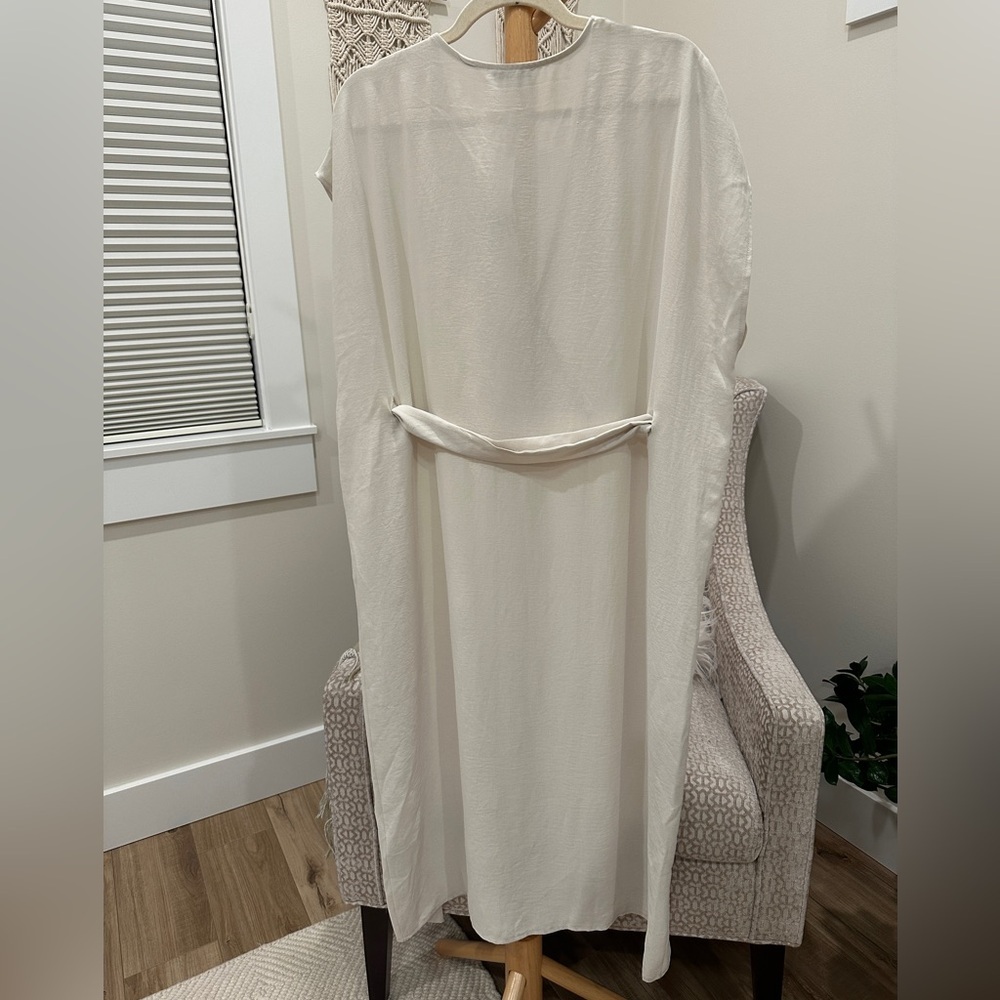 Zara Cream Wrap Midi Dress Adjustable Tie New With Tags Size S - Picture 3 of 6